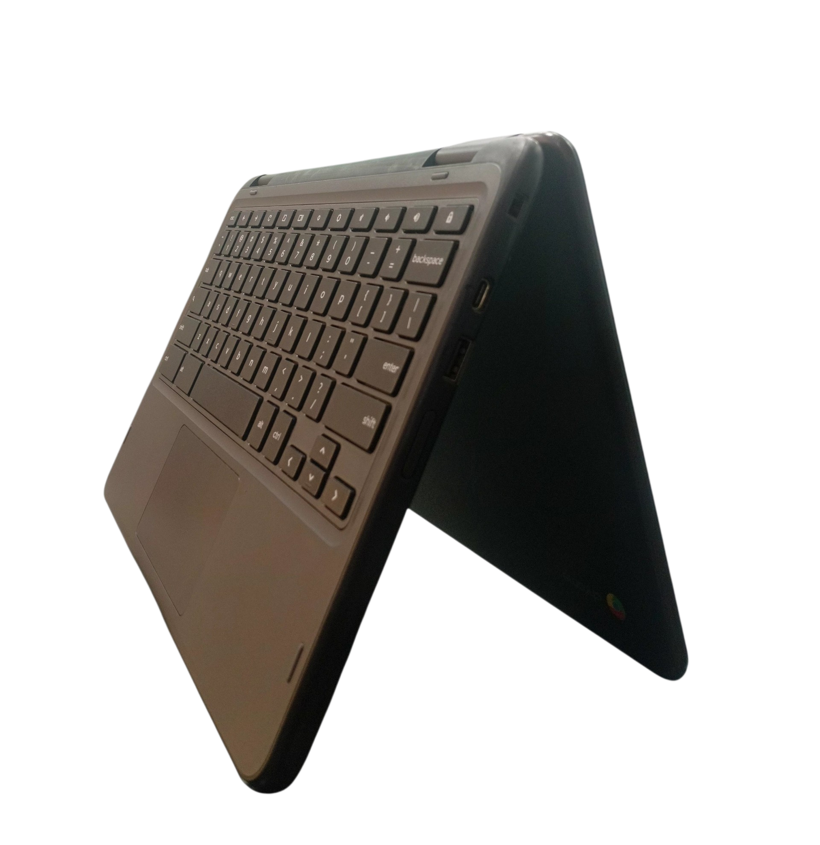 Dell Chromebook 3100 2-in-1 tent mode side view