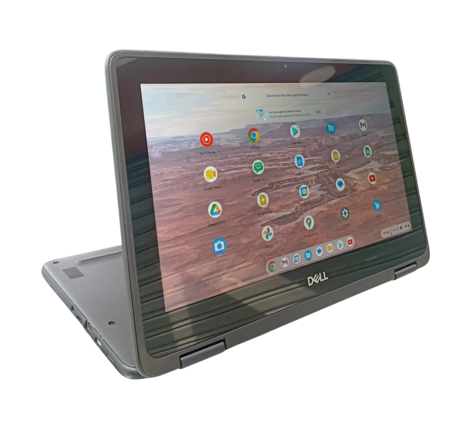 Dell Chromebook 3100 2-in-1 back hinge view screen open